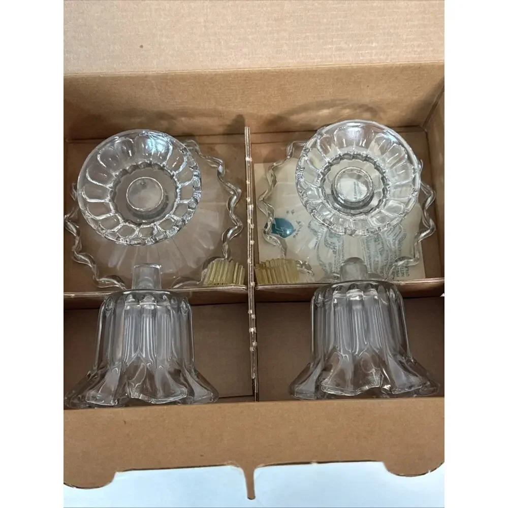 Vintage Partylite Chantilly Crystal Votive Candle Holder Pair P0315 New With Box